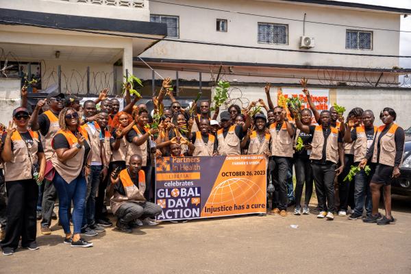 PIH Liberia staff posed for group photo on Global Day of Action