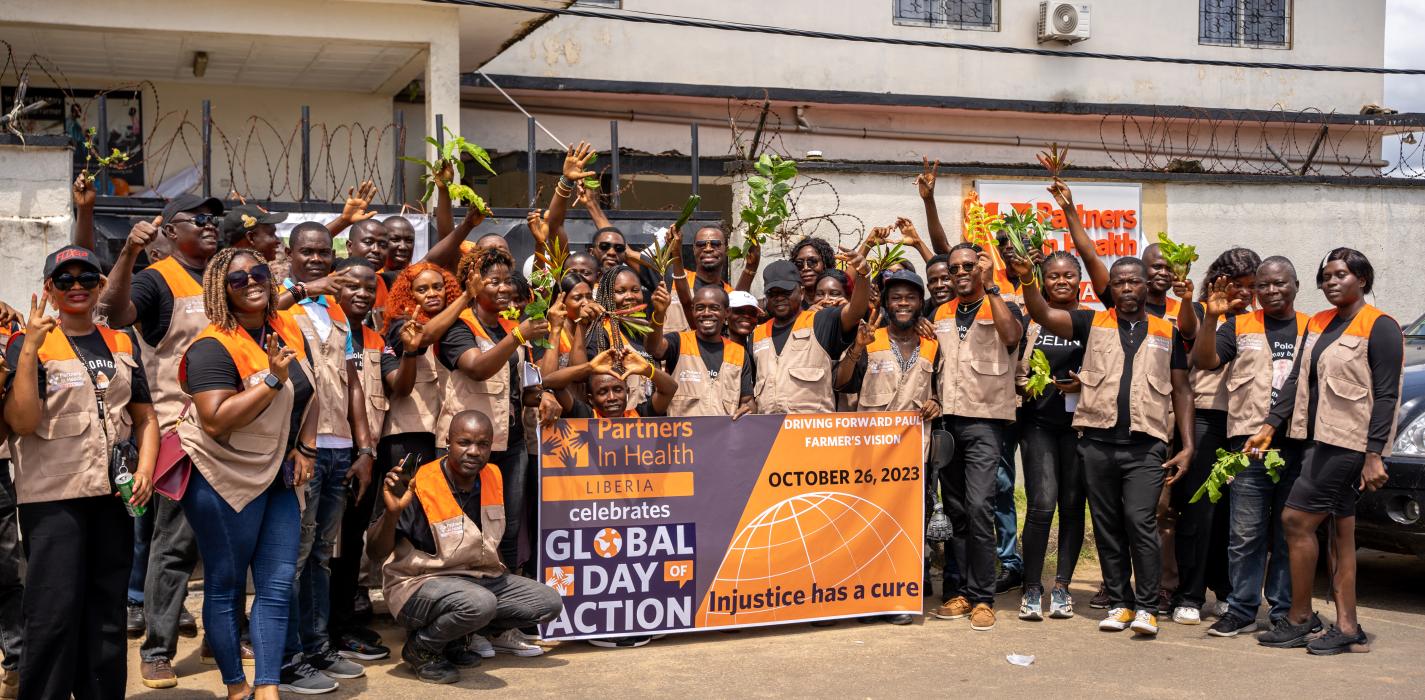 PIH Liberia staff posed for group photo on Global Day of Action